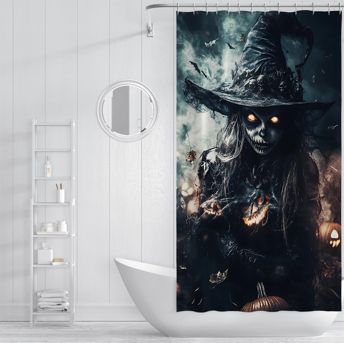 Tende Doccia Halloween Orrore Strega Spaventosa Bagno 200x200cm