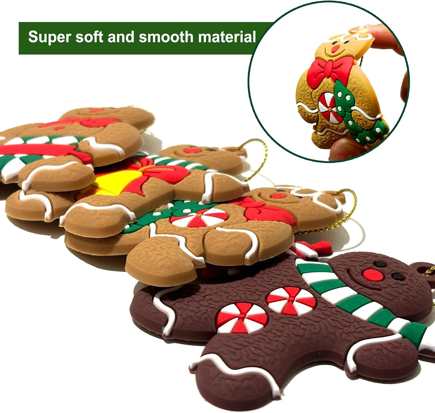 16 PCS Gingerbread Man Ornaments for Christmas Tree, Gingerbreads House Ornament, Christmas Tree Hanging Party Decor for Xmas Home Kitchen Holiday Decor