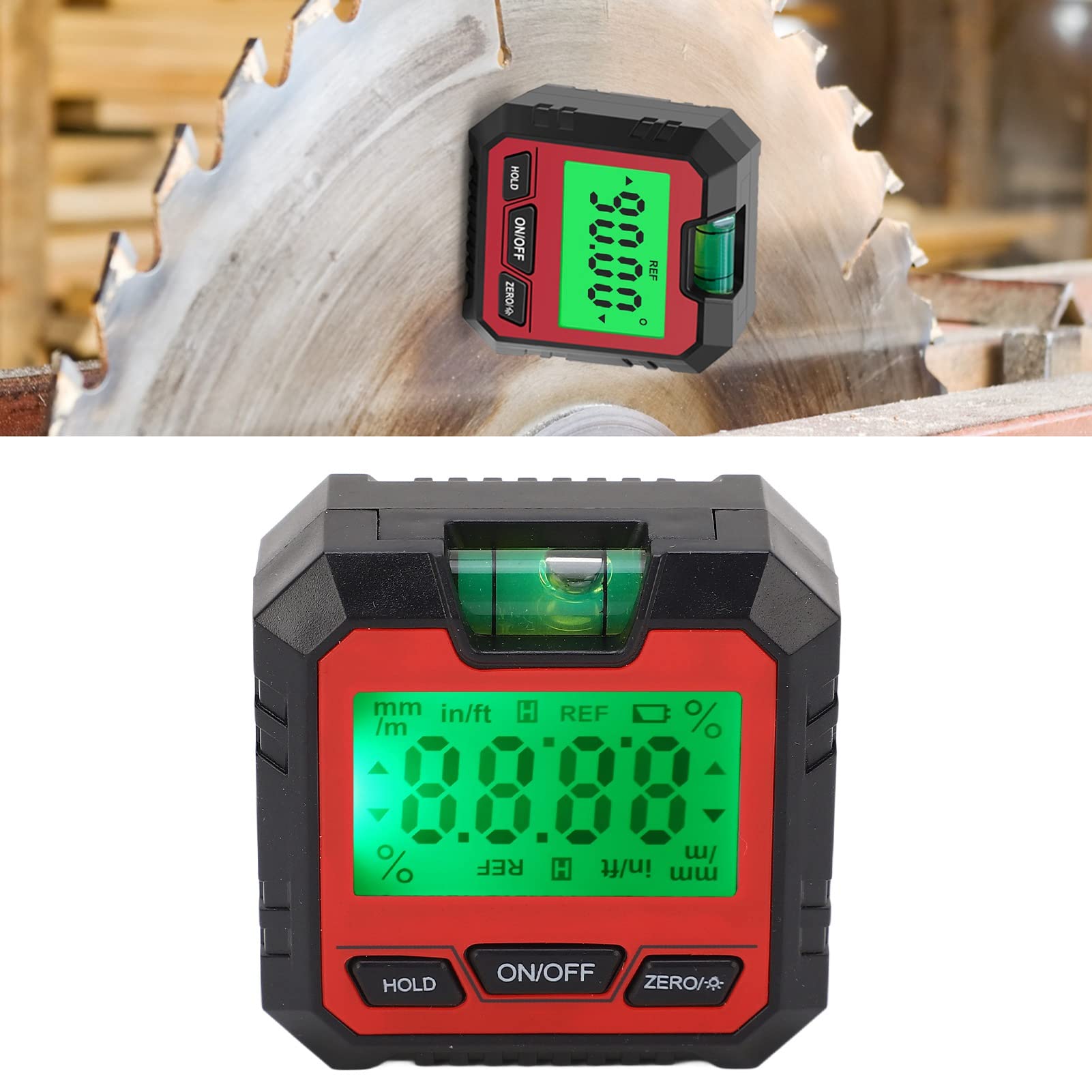 Leapiture Digital Level Box Stability Angle Finder Accuracy Woodworking Electronic Protractor with Horizontal Bubble for Carpentry Building (Red)