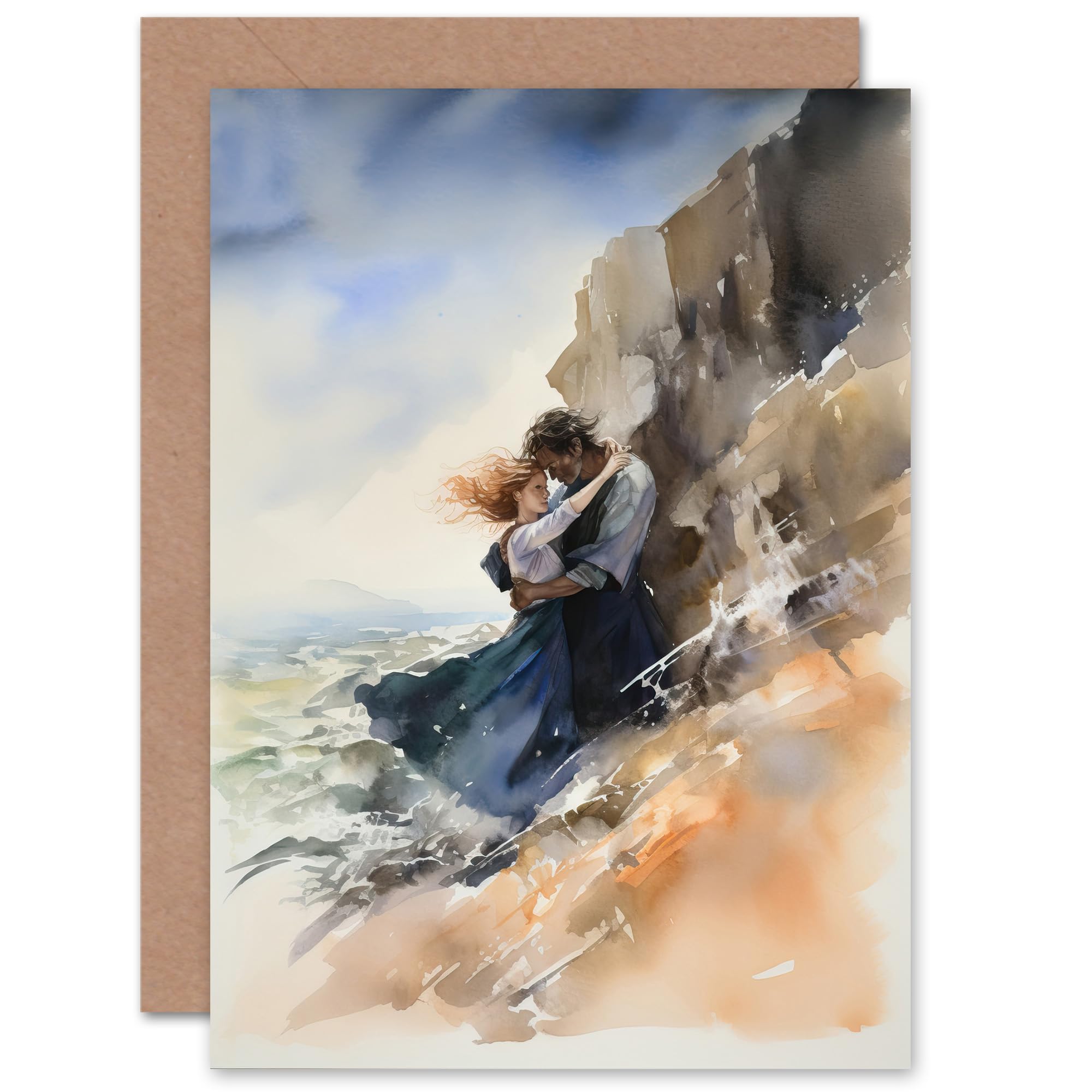 Artery8 Coastal Cliff Couple Crikey Congratulations for Wife Her Anniversary Valentines Day Love Blank Art Greeting Card