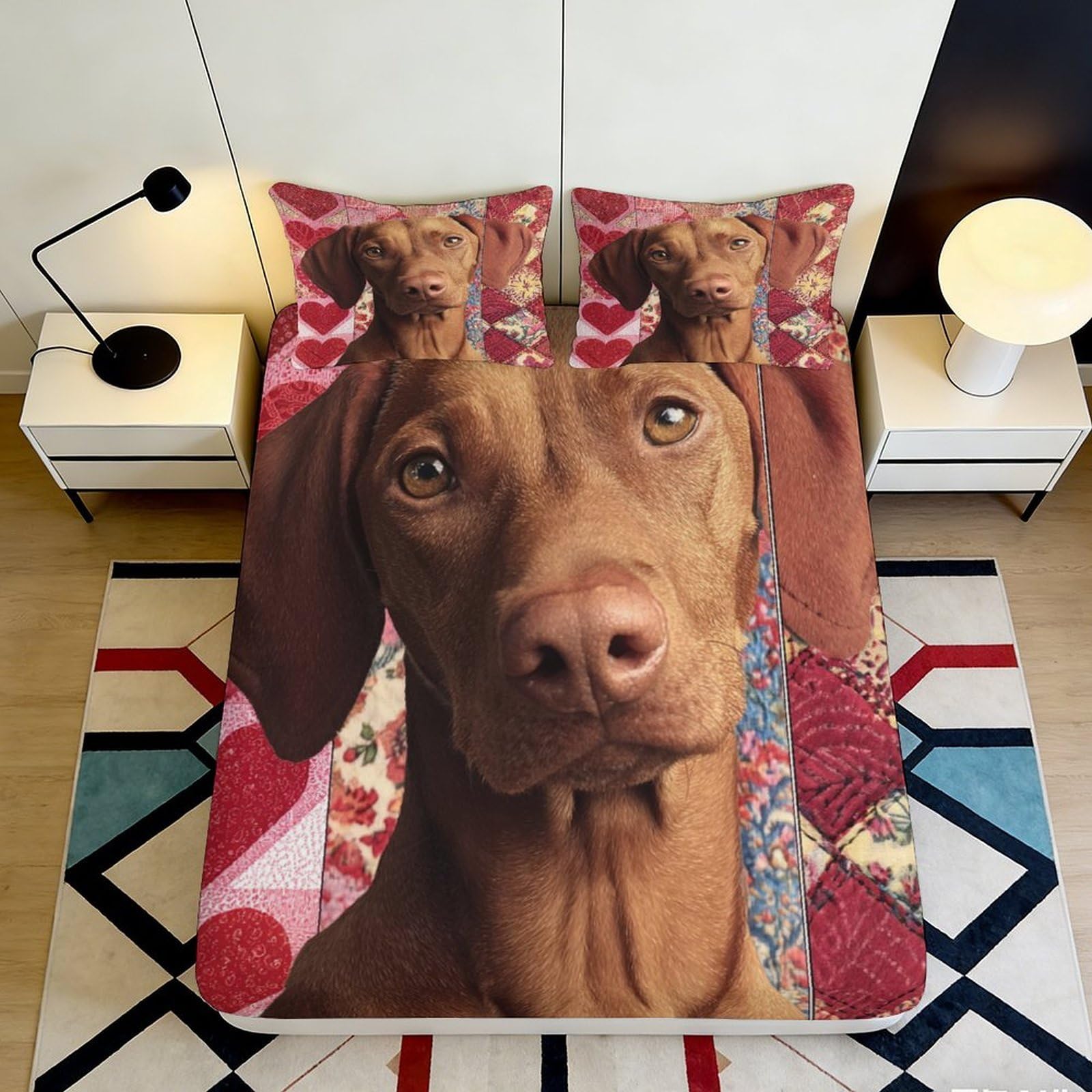 3D Printed Brown Dog Patchwork Fitted Sheet Microfiber Anti-Slip Bed Cover for Bedroom Guestroom Dorm Decor 120x200cm 120x200x25cm