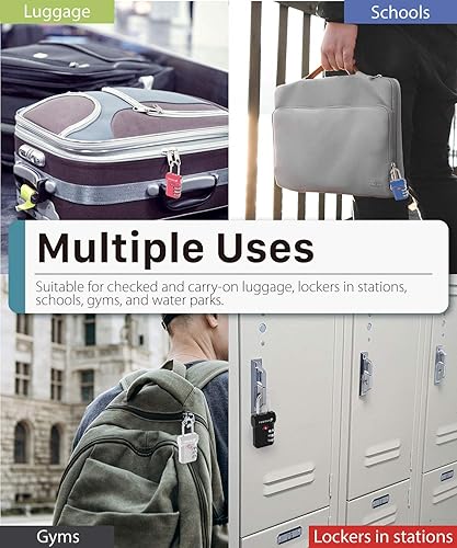 Miniatura 6 de Fosmon Cerraduras de equipaje aprobadas por la TSA, cerradura de viaje para maleta con botón de liberación para mayor seguridad, candado