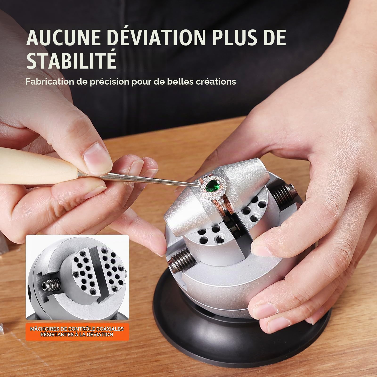 VEVOR Boulet de Graveur 78 mm Étau de Gravure Base Rotative à 360° Étau à Boule Mâchoire Réglable avec 70 Accessoires Outil de Réglage de Gravure pour Fabrication de Bijoux de Précision Bijoutier