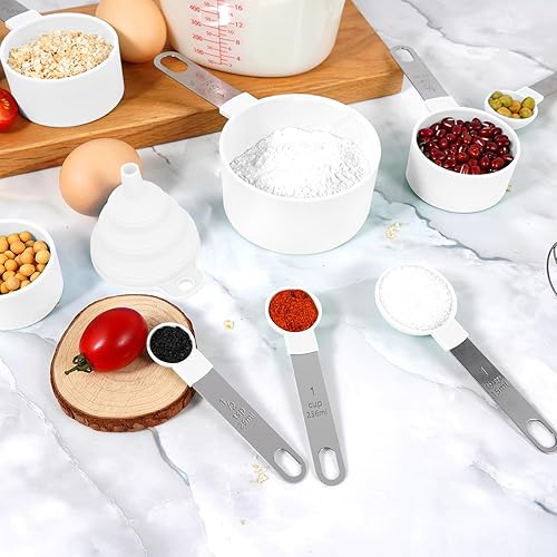 Miniatura 7 de Recogwood Juego de 12 tazas y cucharas medidoras, tazas medidoras de líquidos anidables, tazas medidoras con mango de acero inoxidable, cucharas
