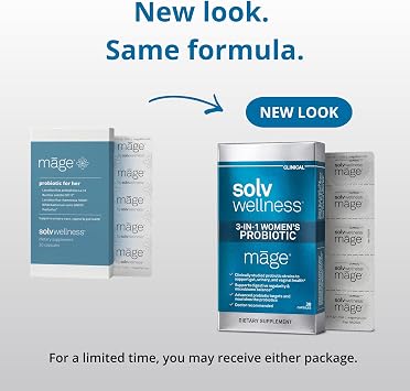 Solv Wellness Mage Probiotic for Her, Daily Womens Prebiotic and Probiotics Blend Nutritional Supplements for Digestive, Vaginal PH Balance, Urinary Tract Health Support, 30 Capsules