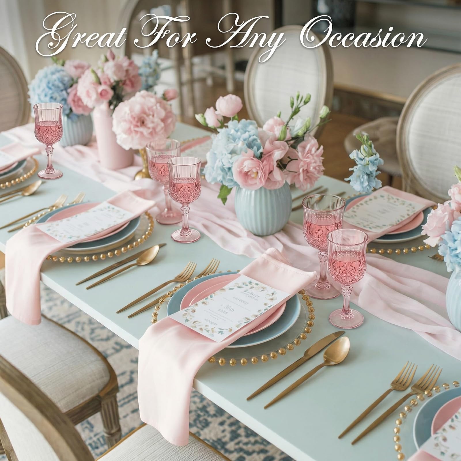 Pinkunn Weingläser aus Kunststoff, wiederverwendbar, bunt, gemustert, Trinkwassergläser, spülmaschinenfest, für Muttertag, Hochzeit, Empfang, Partyzubehör, 24 Stück (Rosa)