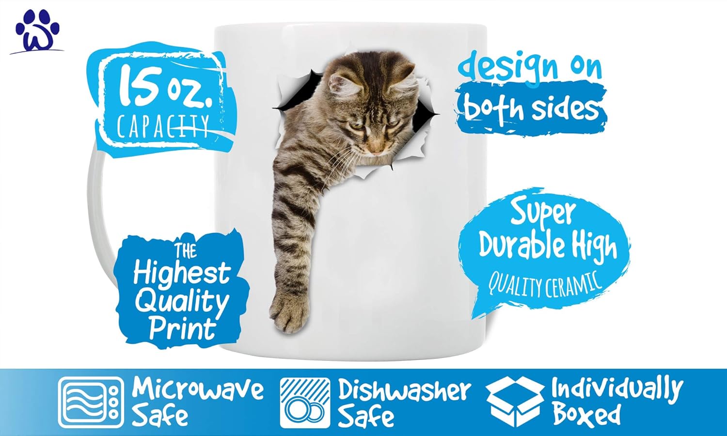 Wееklу Tор Sаlе Cute Reaching Tabby Cat Coffee Mug - Ceramic Funny Coffee Mug - Perfect Cat Lover Gift - Novelty Coffee Mug Present - Great Birthday or Christmas Surprise for Friend or Coworker, Men and Women (15oz)