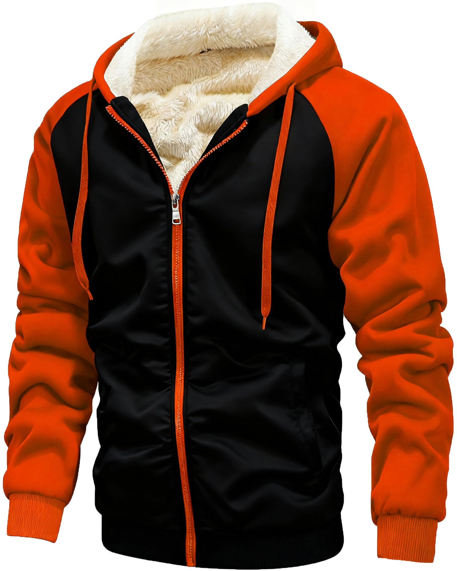 GXAMOY Men's Winter Fleece Hoodies for Men Heavyweight Warm Thick Full Zip Up Sweatshirt Outerwear