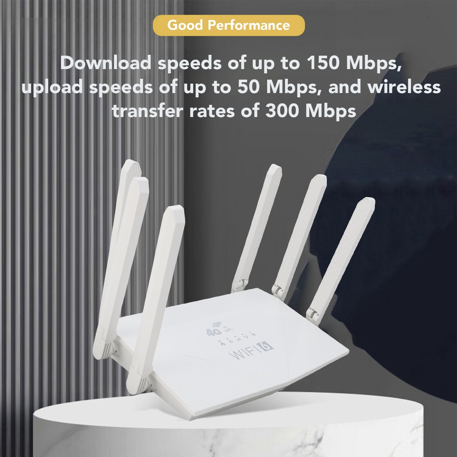 Zunate Router WiFi 6 Scheda SIM 4G LTE |Router Wireless CPE da 300 Mbps con 6 Antenne per Viaggi all'aperto in Rete Domestica