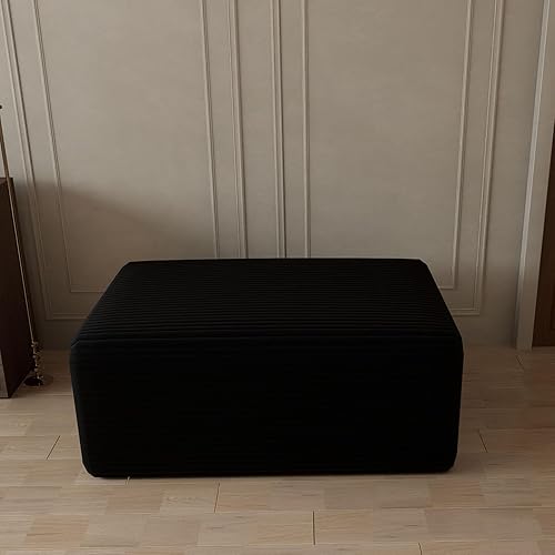 Modular Sectional Sofa Couch,Oversized Cloud with Deep Seat Couches,Boneless Compression Foam Sofa with Pillows for Living Room/Apartment/Bedroom (Black, Ottoman)