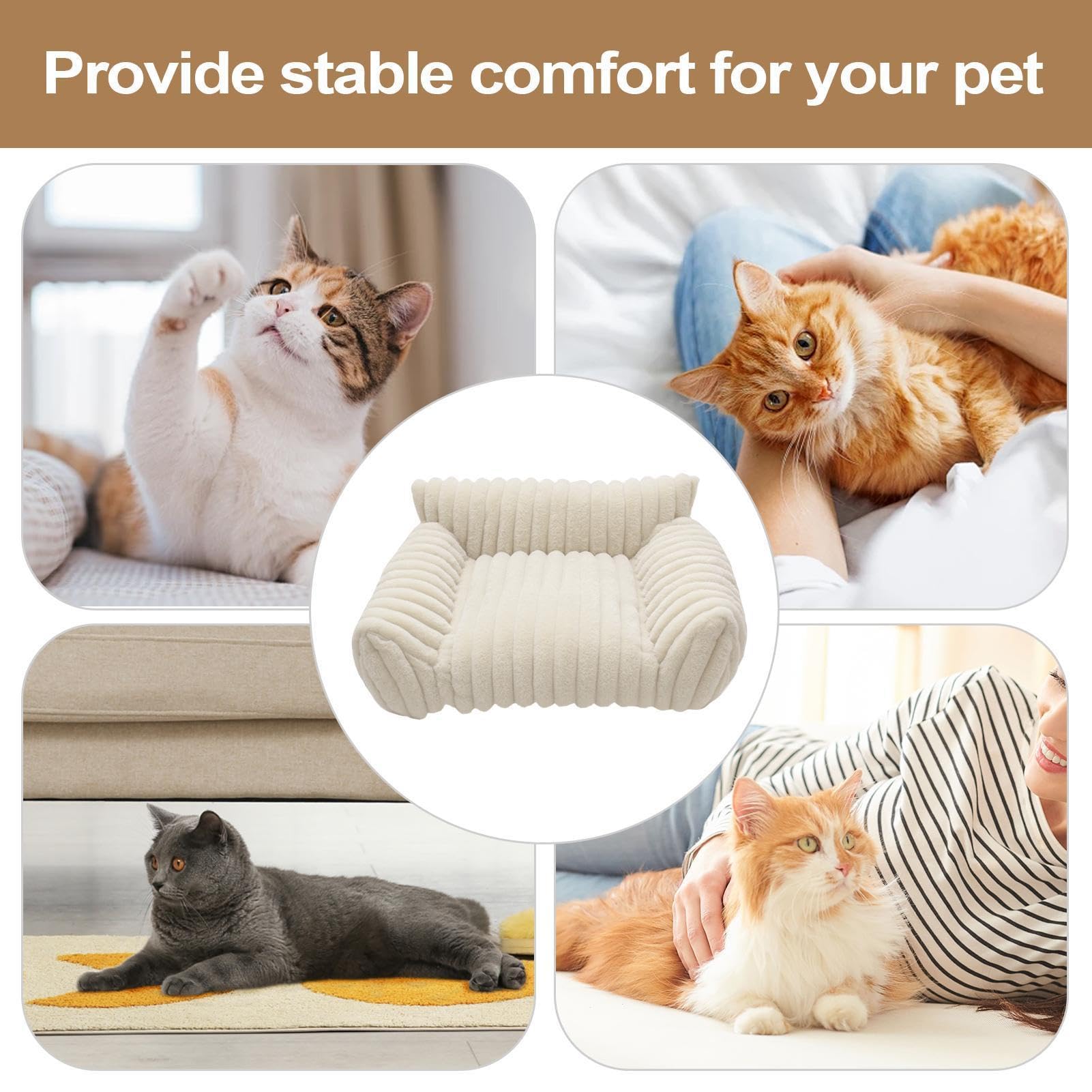 Sofá Cama De Felpa Para Mascotas: Sofá Acolchado Suave Para Gatos, Muebles De Descanso Para Animales Resistentes A Las Mordeduras, Para Dormir Cómodo Y Antideslizante | Para Dormitorio, Sala De E