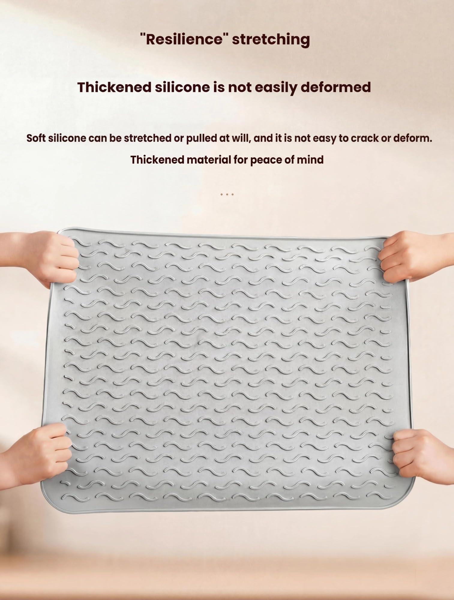 Silikon-Geschirrmatten für Küchenarbeitsplatten, rutschfeste Drainage- und hitzebeständige Trockenmatten, extra groß für vielseitigen Gebrauch, 55 x 65 cm