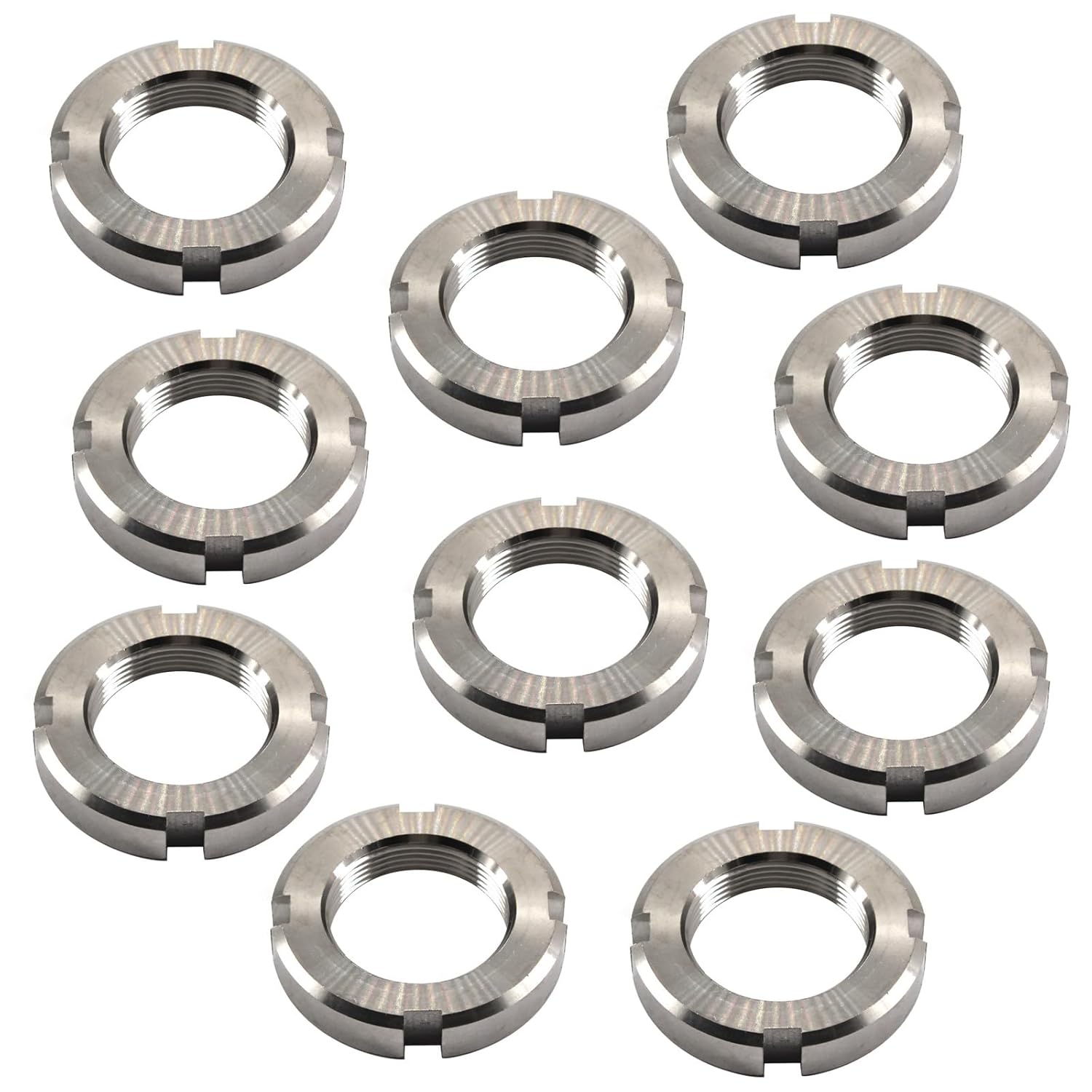 (10 Pieces) M18x1.5mm Slotted Round Nuts 304 Stainless Steel Four Slot