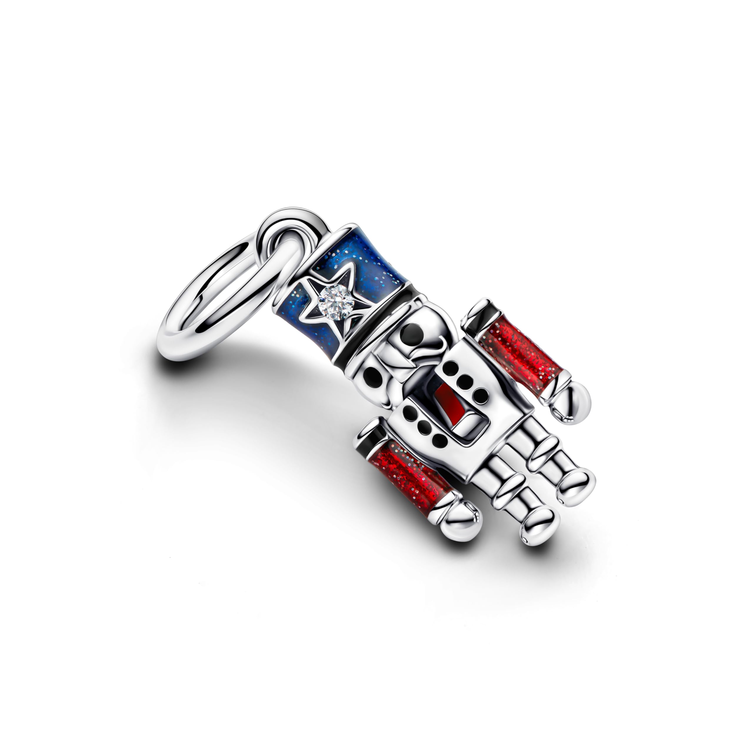 PANDORA Moments 793583C01 Breloque en forme de casse-noisette mobile en argent sterling avec zircone Compatible avec les bracelets Moments et ME, Rot, Argent sterling, Zircone cubique