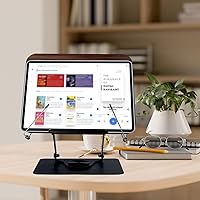 Vista 6 de comfoyar Soporte de libro para lectura, soporte plegable de lectura para libros de texto con base giratoria de 360° y clips elásticos para página