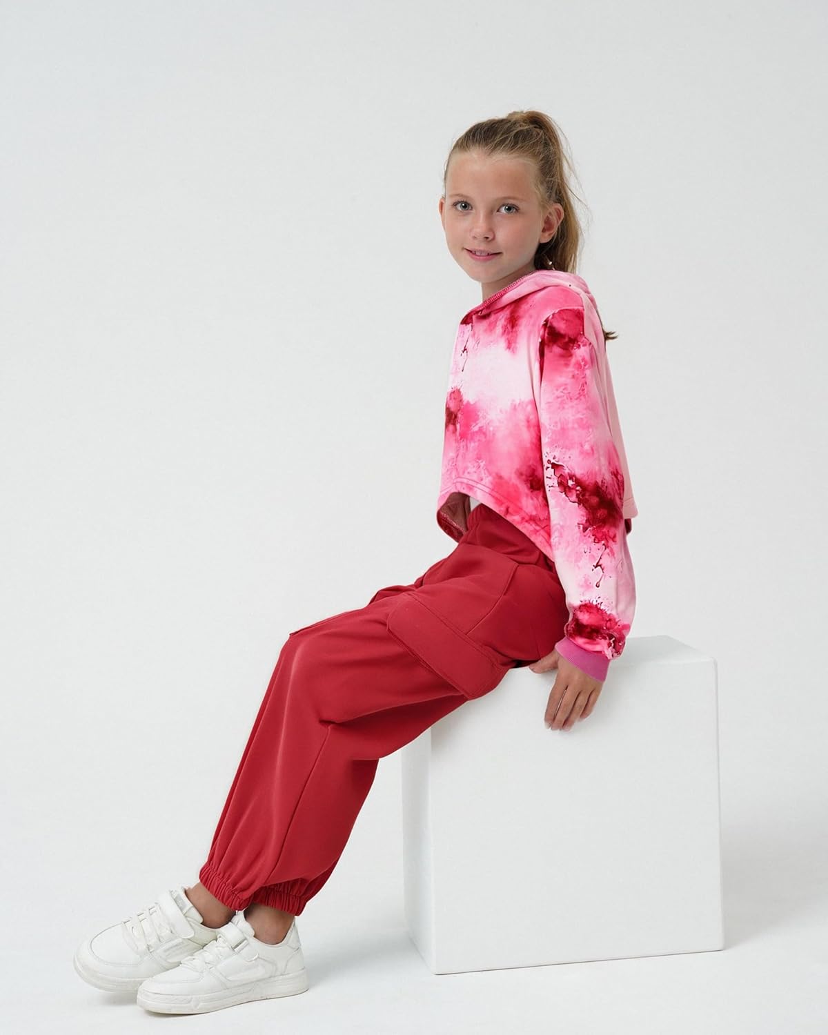 Girls 3 Piece Outfits Girl Workout Clothes Set Crop Tank Top and Sweatpants with Tracksuit Long Sleeve Hoodie 7-14Y - Image 3