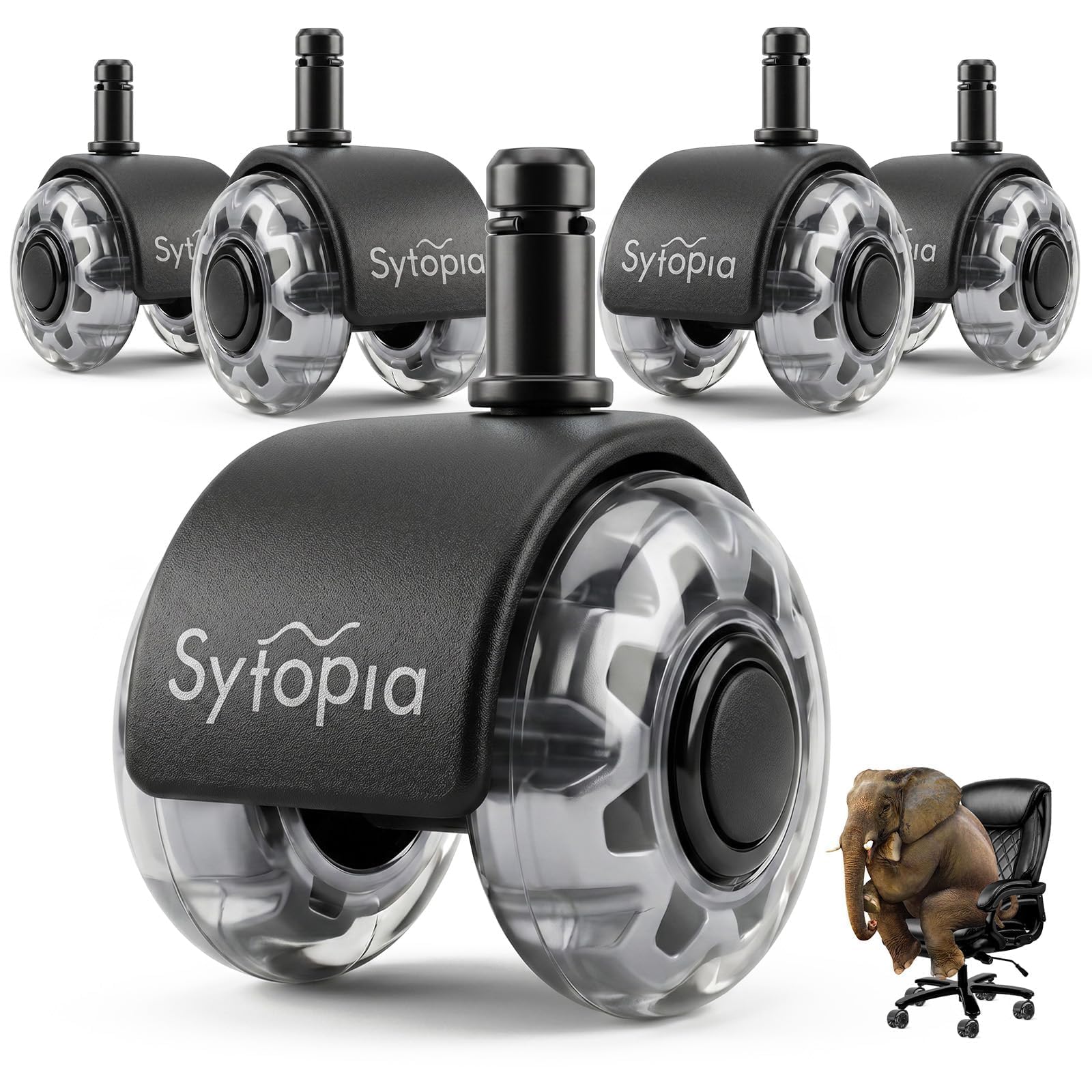 Sytopia Sedia da ufficio con ruote da 10 mm x 22 mm, set di 5 ruote per sedie da ufficio 1KEA, ruote per sedie da ufficio, ruote per ruote, colore grigio