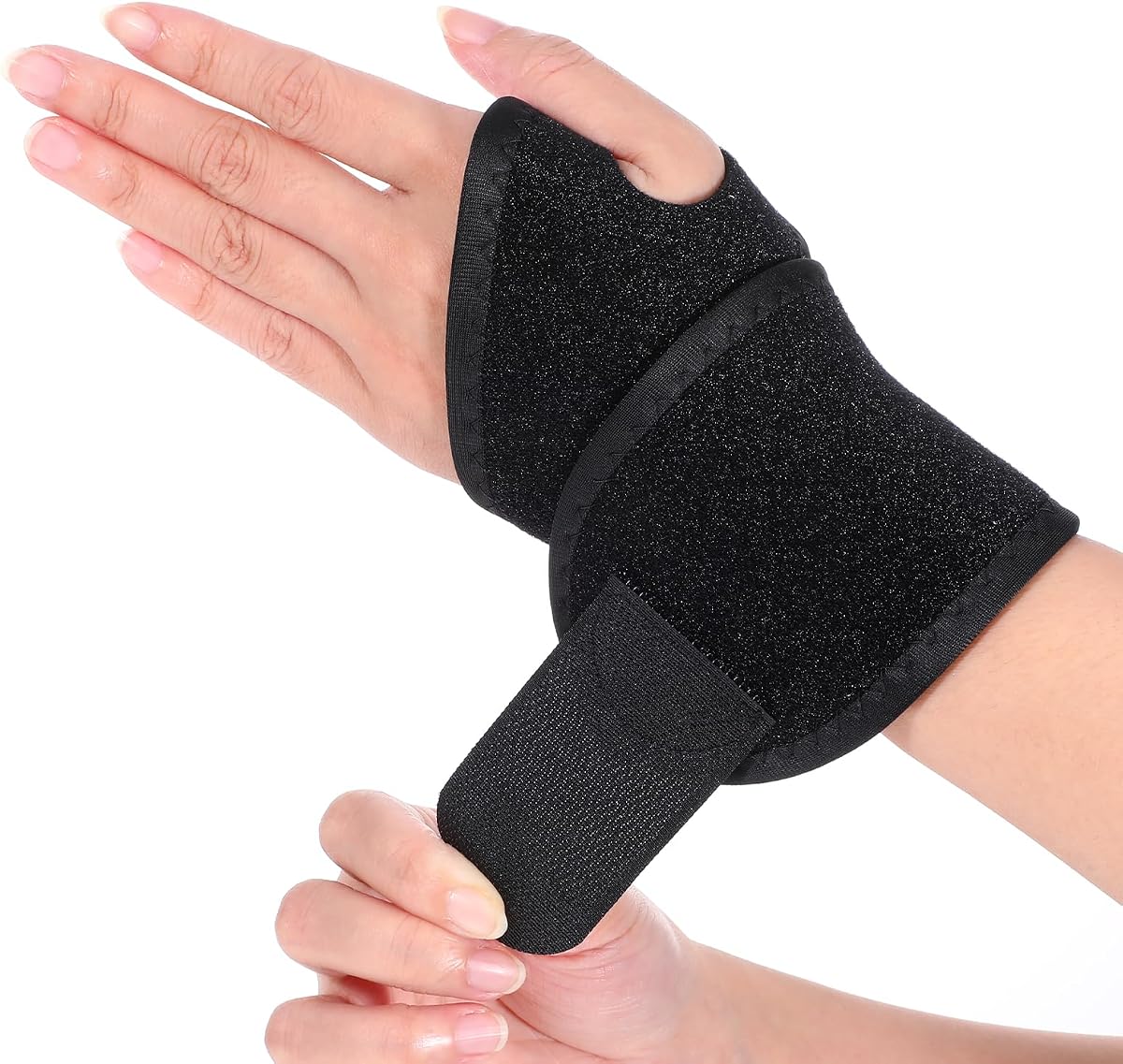 2 Pack Adjustable Wrist Brace Compression Straps, Ulnar Wrist Brace for Right & Left Hand, Ultra-Thin Elastic Wrist Wraps for Hand Support, Workout Sports, Black