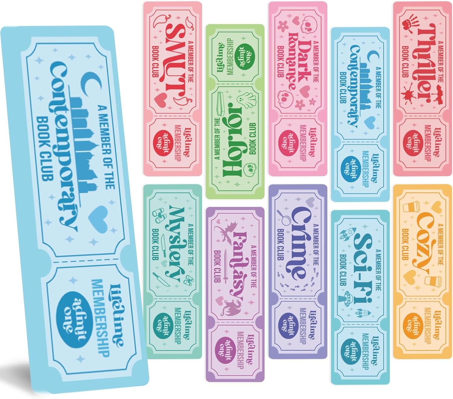 Dark Romance Skull Bookmark - 100 Pcs Funny Fantasy Bookmarks Reading Accessories for Book Lovers, Colorful Paper Ticket Gift for Women Kids Men Teacher Student