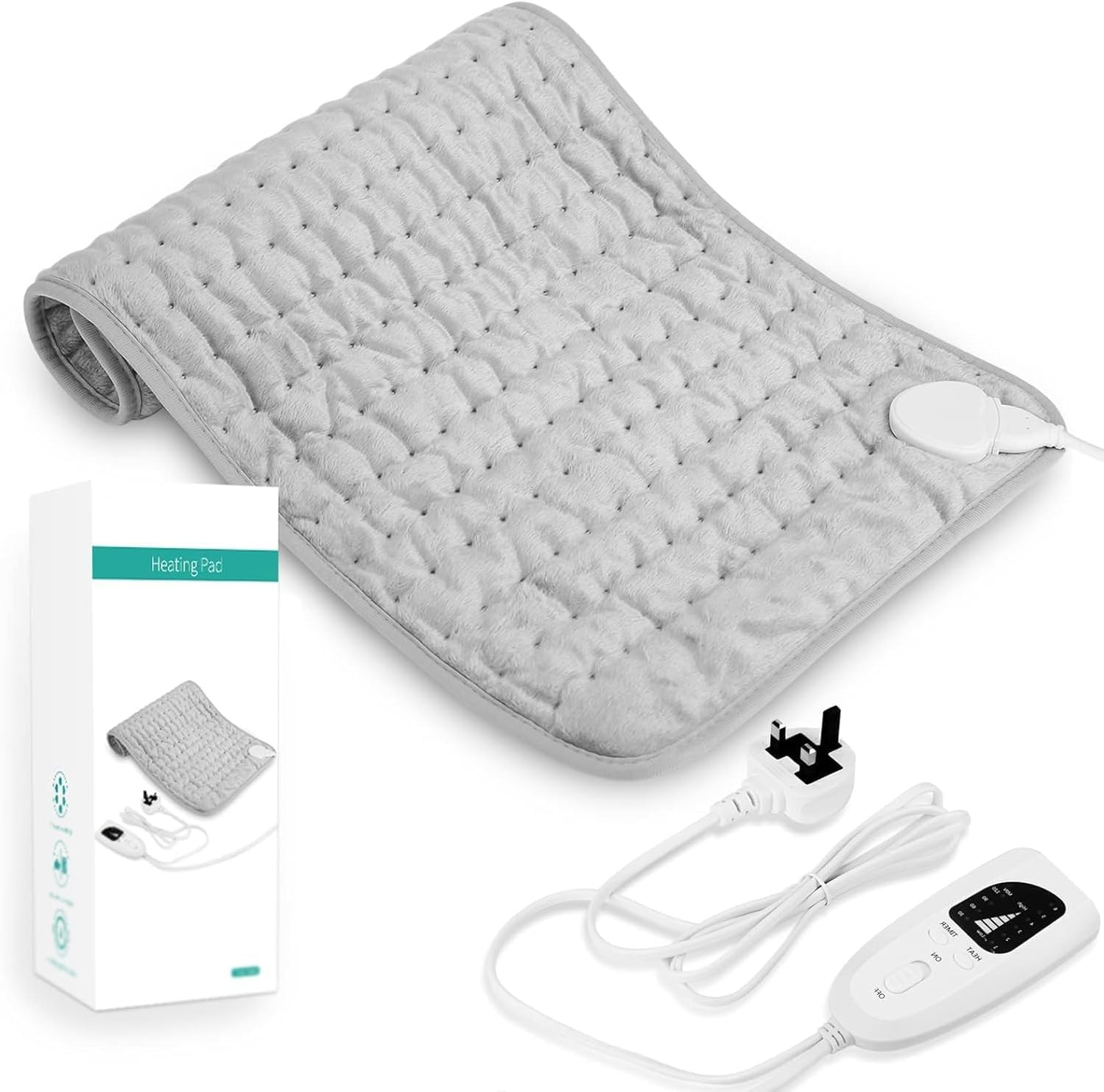 AMINAC Heating Pad Electric for Pain Relief of Back Neck and Shoulder, 6 Temperature Options, 4 Time Settings, Auto Shut Off (12 x 24 inches Heated Pad)