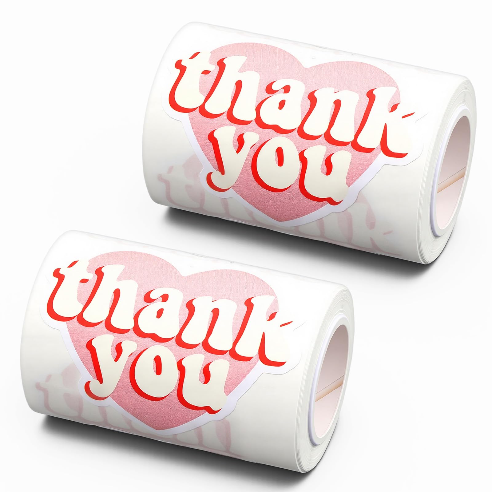 Ouligay 240 PCS Pink Heart Shaped Thank You Stickers 2.4 Inch for Small Business 2 Rolls Self-Adhesive Personalized Sealing Stickers Labels for Wedding & Party Gift Wrap Tags