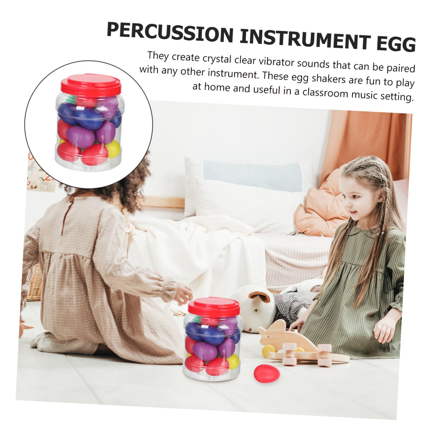 SUPVOX 20 Uova Musicali Maracas in Plastica Strumenti Musicali Percussioni per Ragazzo Ragazza Superficie Liscia Portatile Educazione Precoce e Festa Colore Casuale