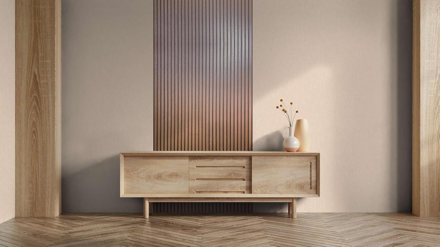 marburg Wallpaper Wood Effect Copper Acoustic Panels 3D Effect Non-Woven Wallpaper Living Room Bedroom 10.05 x 0.53 m Made in Germany