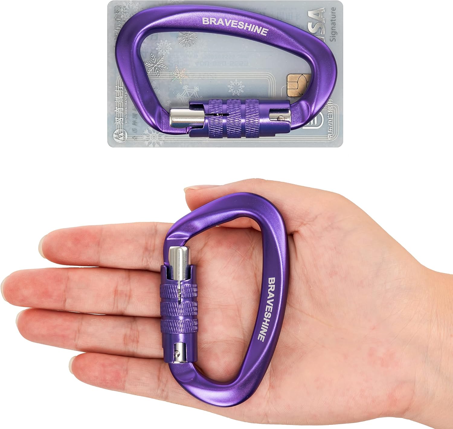 Heavy Duty Carabiner Clips 12KN Aluminum D Ring Double Locking Caribeaner Hooks - Image 6