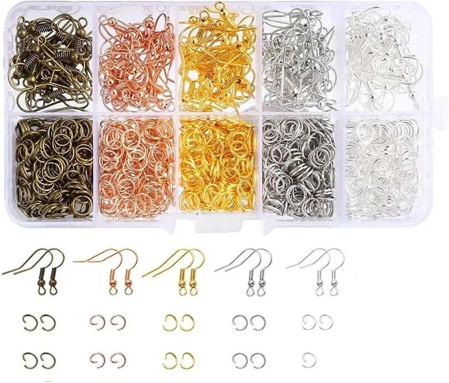 Jump Rings for Jewelry Making 1200pcs/box Earring Making Kit with Ear Ring Hooks Jump Rings and Jewelry Pliers for Supplies(4 Box)