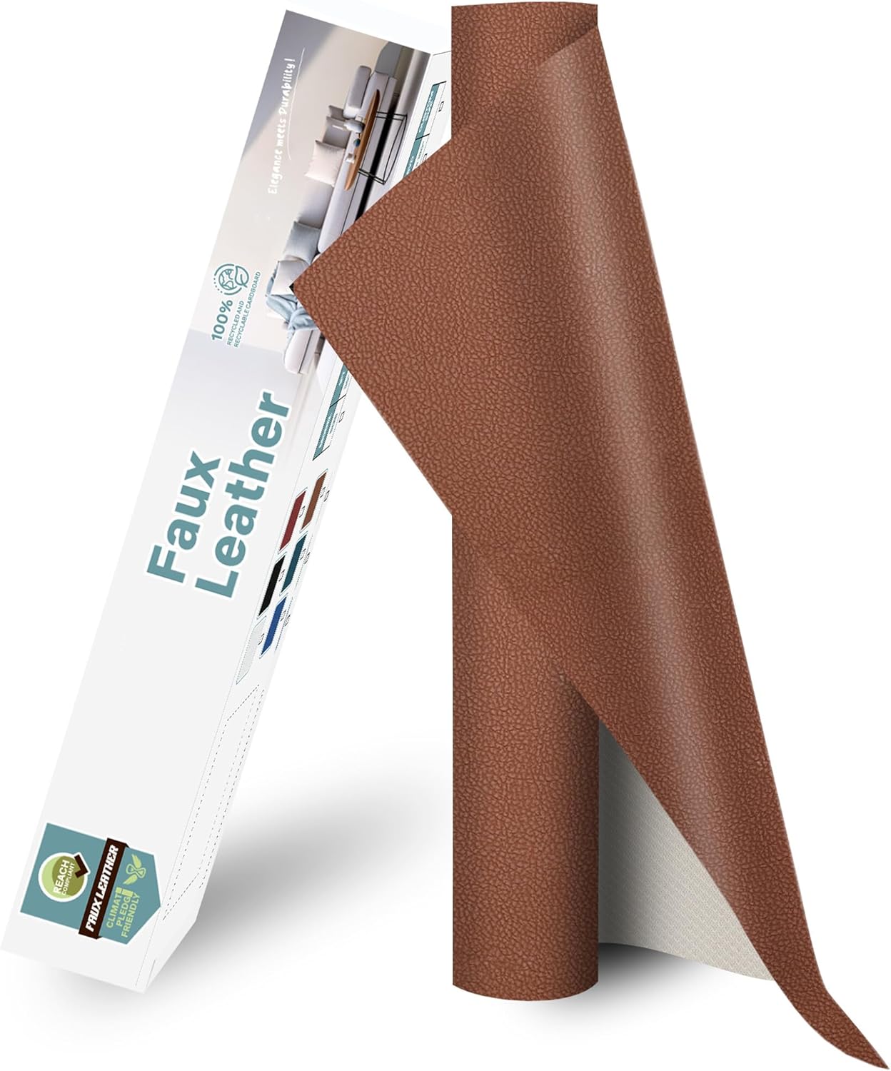 Leather Fabric, Faux Leather, Vinyl Fabric, for Upholstery Crafts, DIY Sewings, Sofa, Handbag, Earrings, Hair Bows Decorations (Brown 54 * 108inch)