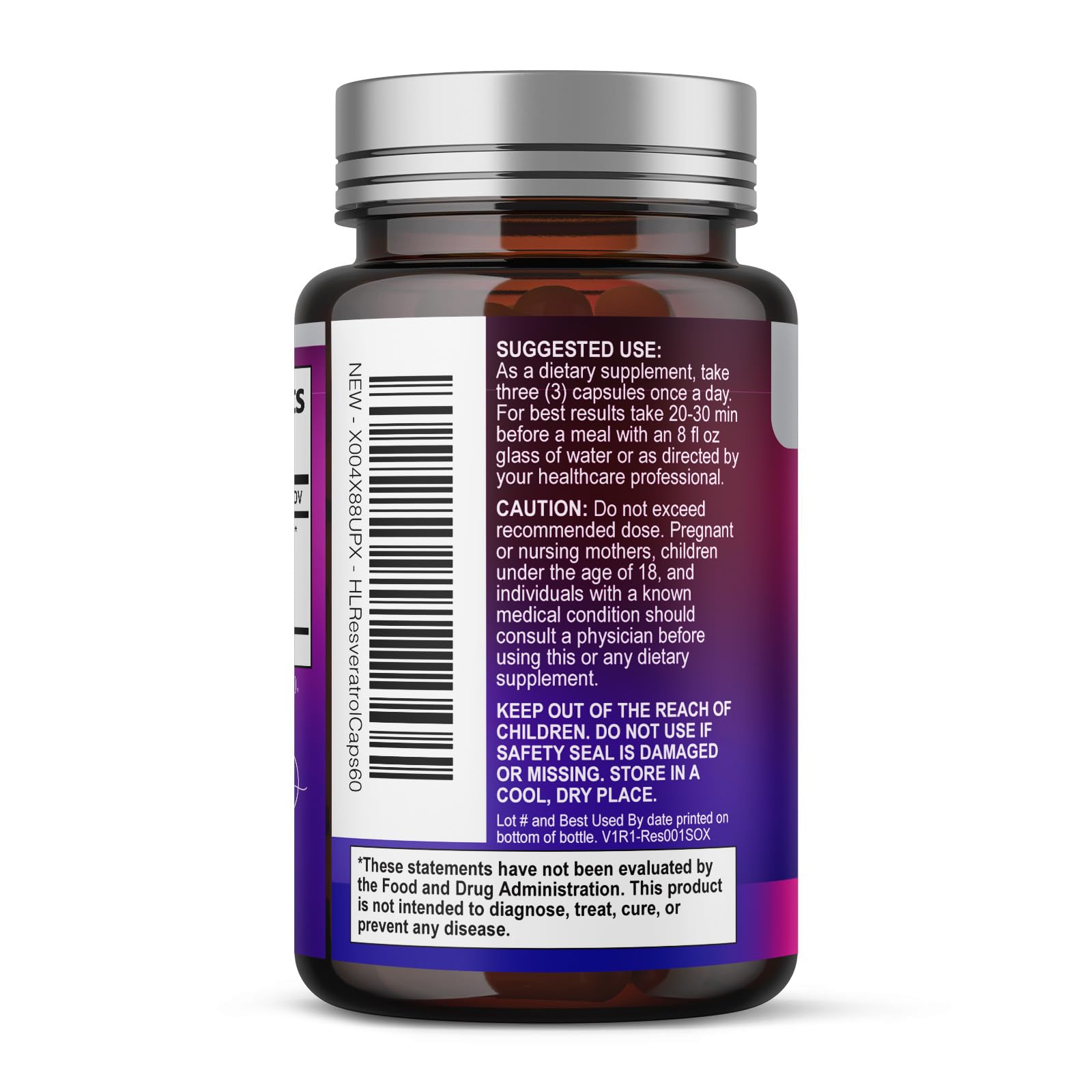 Resveratrol Blend 1800mg Supplement - Extra Strength Antioxidant Complex for Healthy Aging & Immune Support, Natural Heart Health & Energy Support, Bioavailable Trans-Resveratrol - 60 Capsules — Amazon image 8