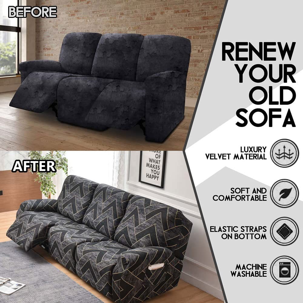 Housse Canapé Inclinable Relax 3/2/1 Places Housse De Fauteuil Inclinable En Velours Extensible 8/6/4 Pièces, Housse Canap Relax Avec Poche Latérale Antidérapant, Lavable ( Color : 21# , Size : 3 Seat