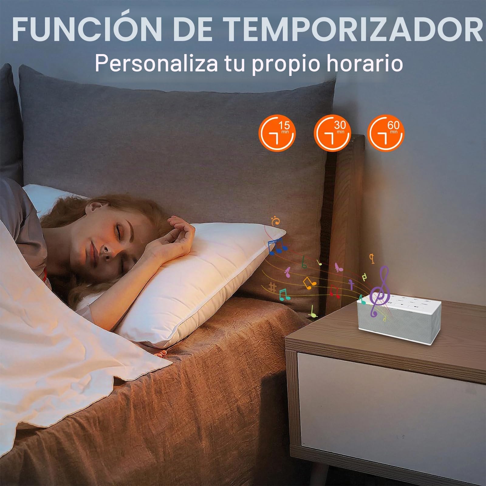 BIGMONAT Máquina De Ruido Blanco Portátil Para Adultos, Con Carga USB y 10 Sonidos Naturales - Para Privacidad De Oficina y Reducción De Ruido (Blanco)