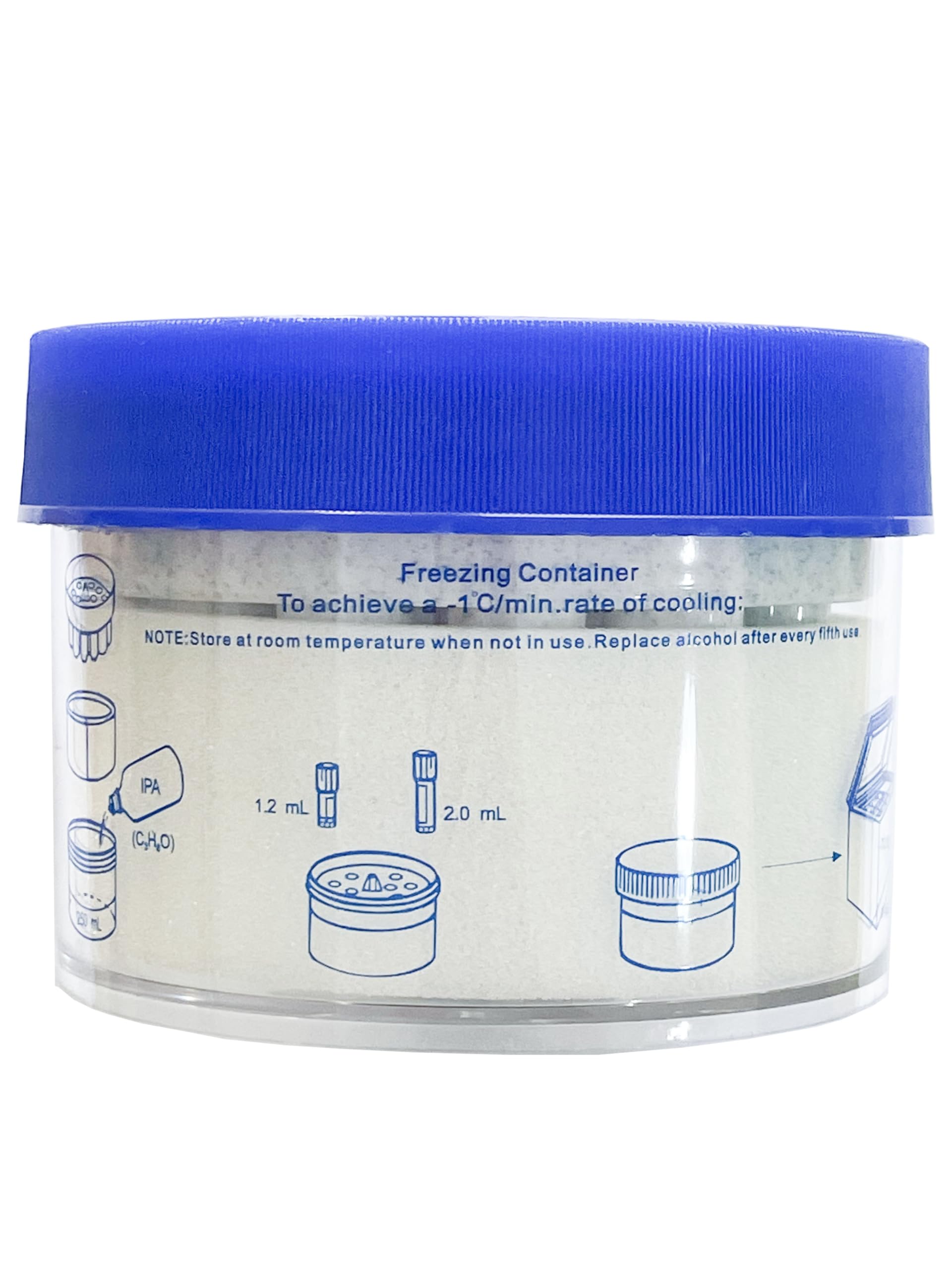 MUHWA Cryo 1 ℃ (-33,8 ℉) Gefrierbehälter, PC-Glas mit HDPE-Deckel und Röhrchenmulden, 18-Platz-Kryoröhrchengestell, passend für 1–2 ml-Kryoröhrchen, 1 Stück