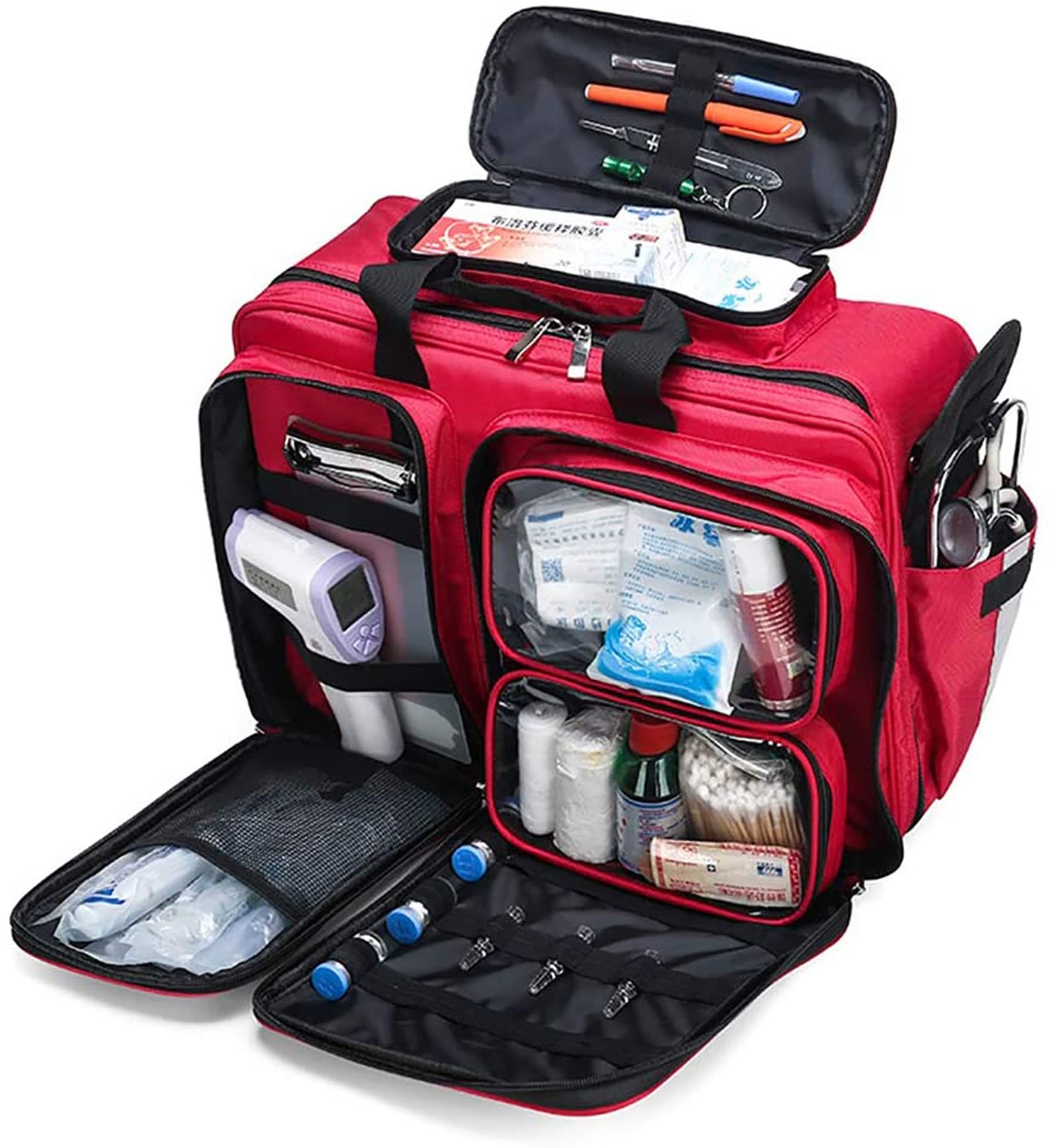 Kit De Primeros Auxilios Compacto Kit De Supervivencia para Trauma De Emergencia con Compartimentos Etiquetados, Kit De Rescate De Emergencia Impermeable Al Aire Libre De Gran Capacidad