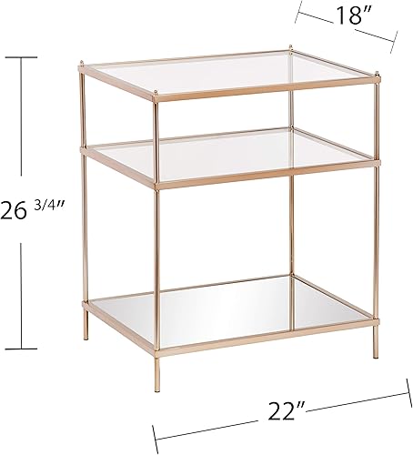 Miniatura 3 de SEI Furniture Knox - Mesa auxiliar, marco de metal dorado metálico con parte superior de cristal, decoración de estilo glamuroso, cobre