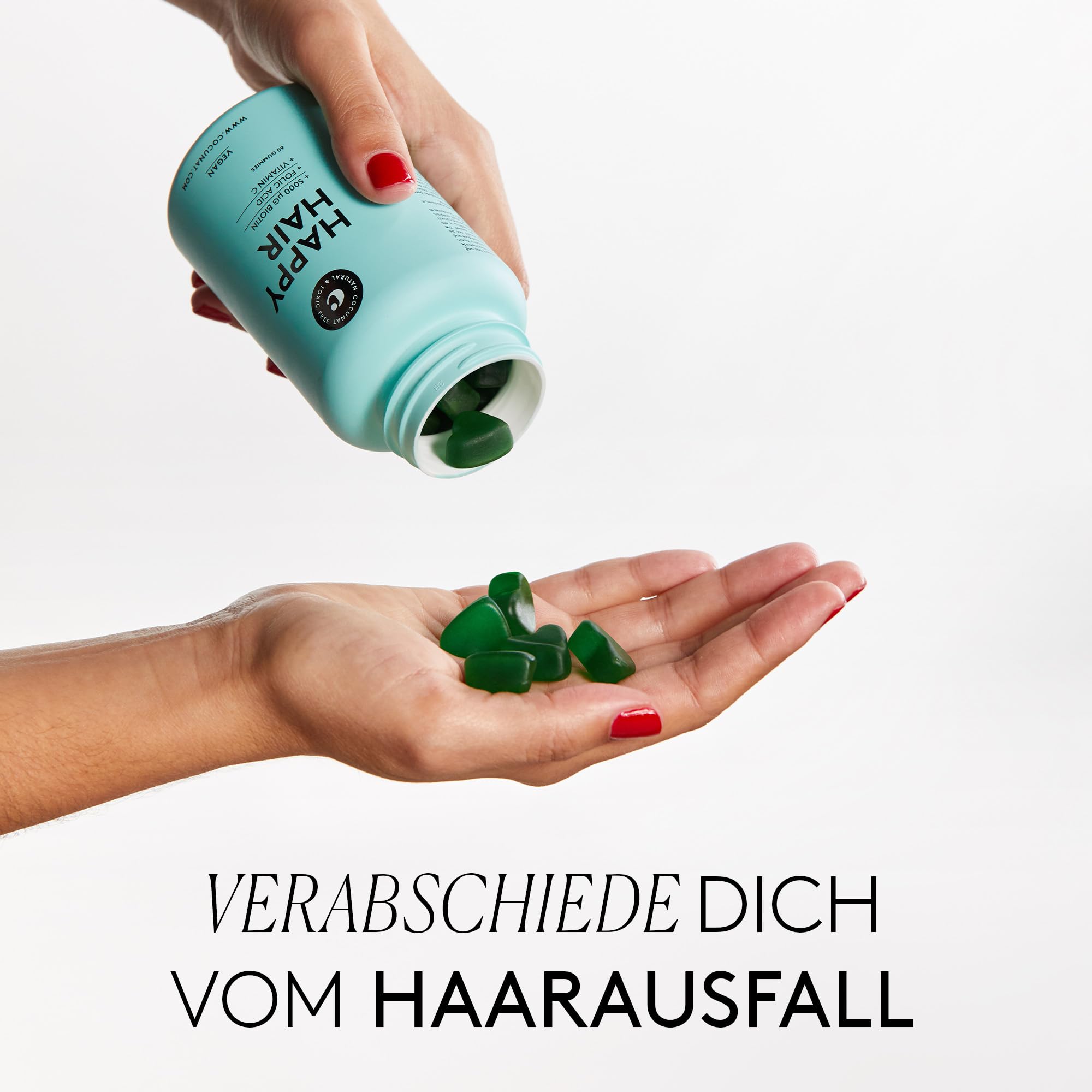 COCUNAT Happy Hair Haarvitamine + Haar-Serum Arganöl | Anti-Haarausfall-Set: 60 Gummibärchen mit 5.000mcg Biotin + silikonfreies Arganöl-Serum. Curly-Methode.