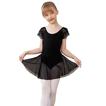 Vestito Da Balletto Per Bambina Sunny Fashion - Leotard In Pizzo Manica Lunga, Per Danza E Ginnastica 4-10 Anni