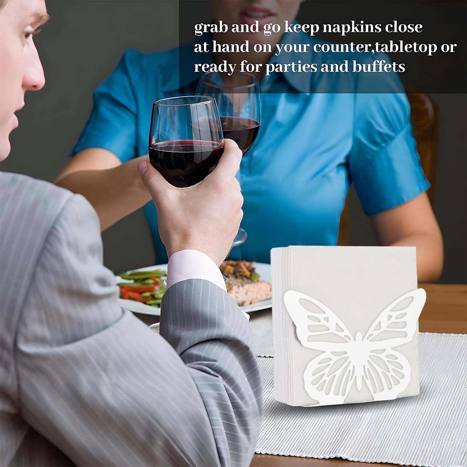 Portatovaglioli A Forma Di Farfalla In Metallo - 2 Pezzi, Per Tavola, Cucina, Ristorante E Feste - Foto 2