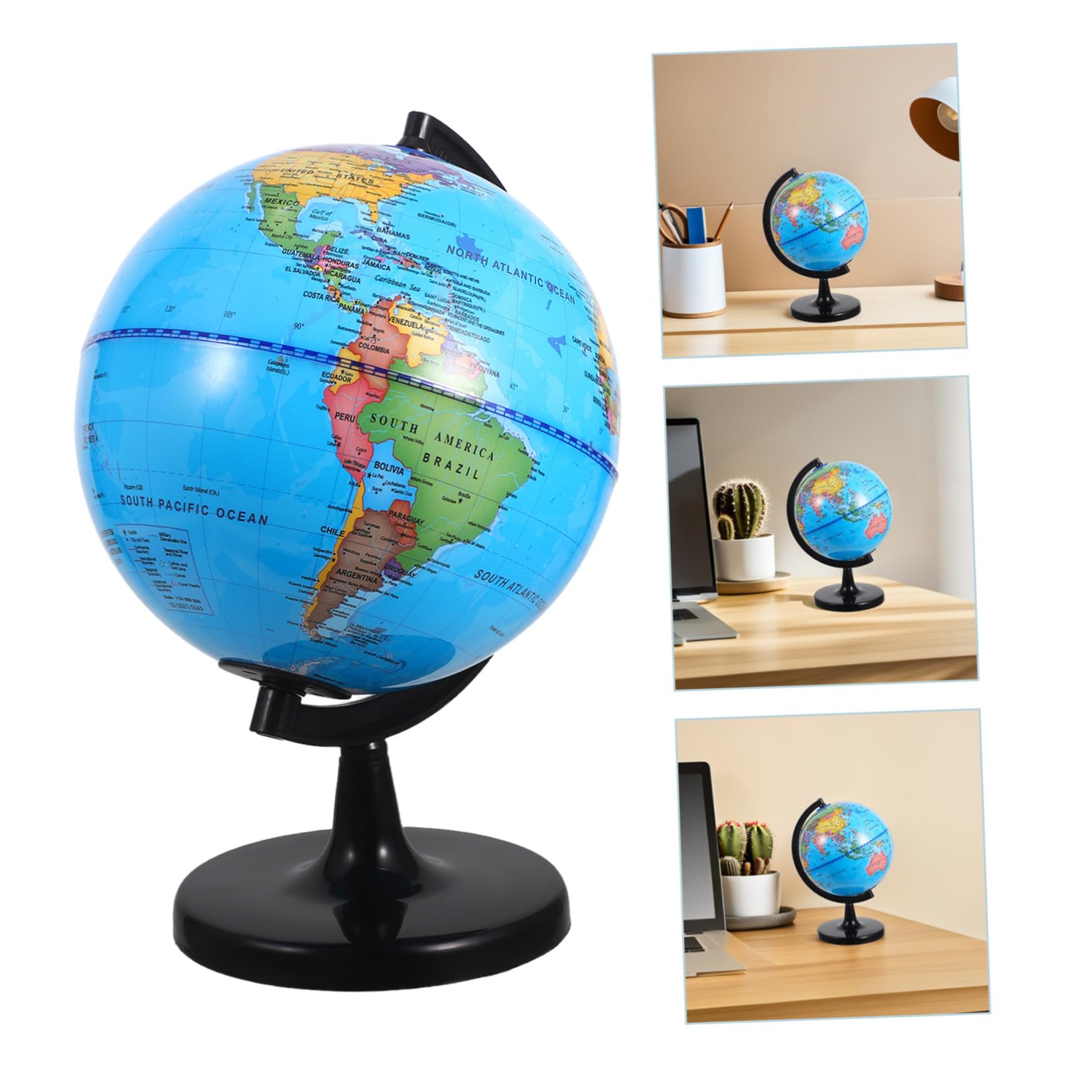 Globo Terráqueo Educativo Infantil con Geográfico Detallado Giratorio Material Resistente y Base Estable para Escritorio Aula y