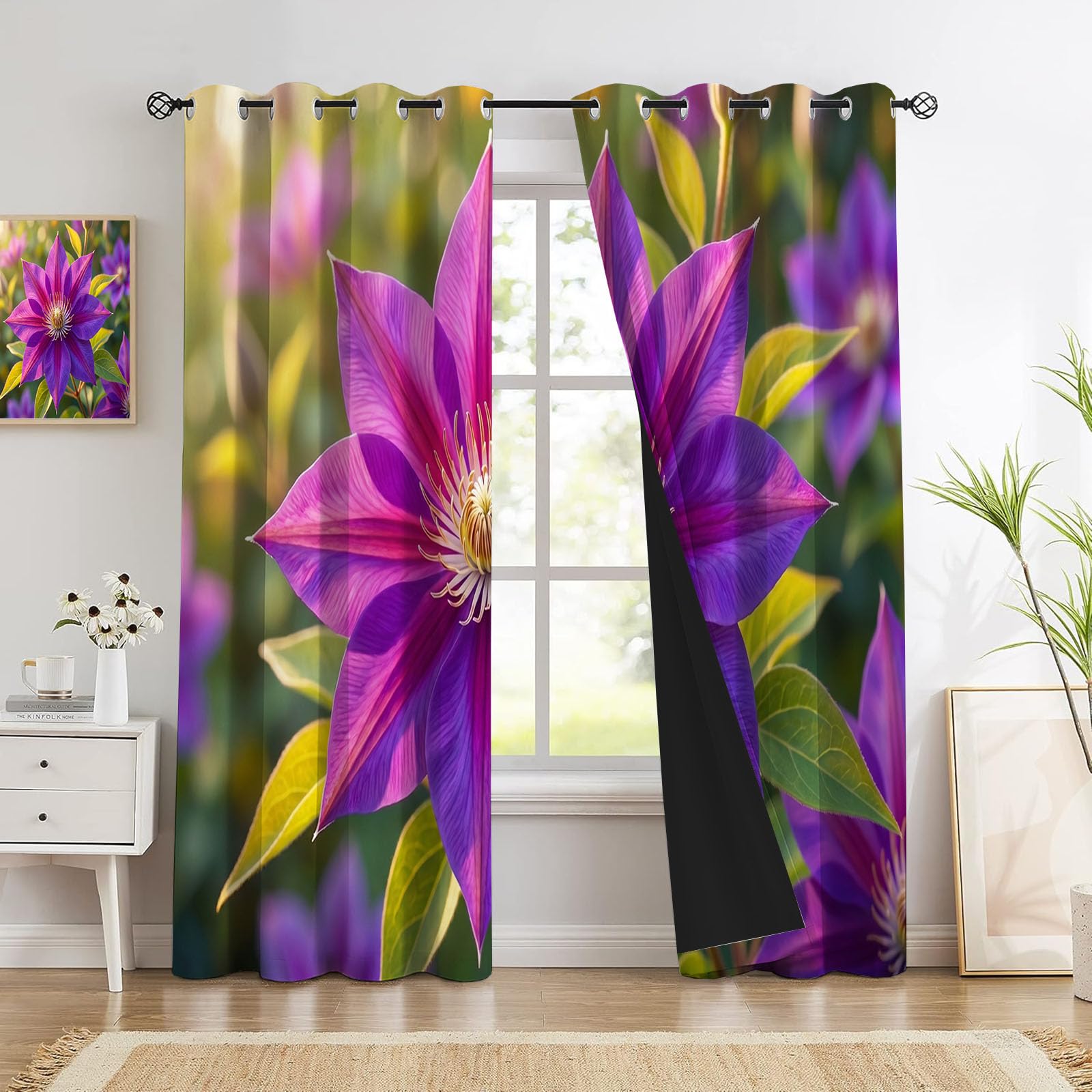 Rideau occultant thermique pour chambre bloquant la lumière avec oeillets violet foncé