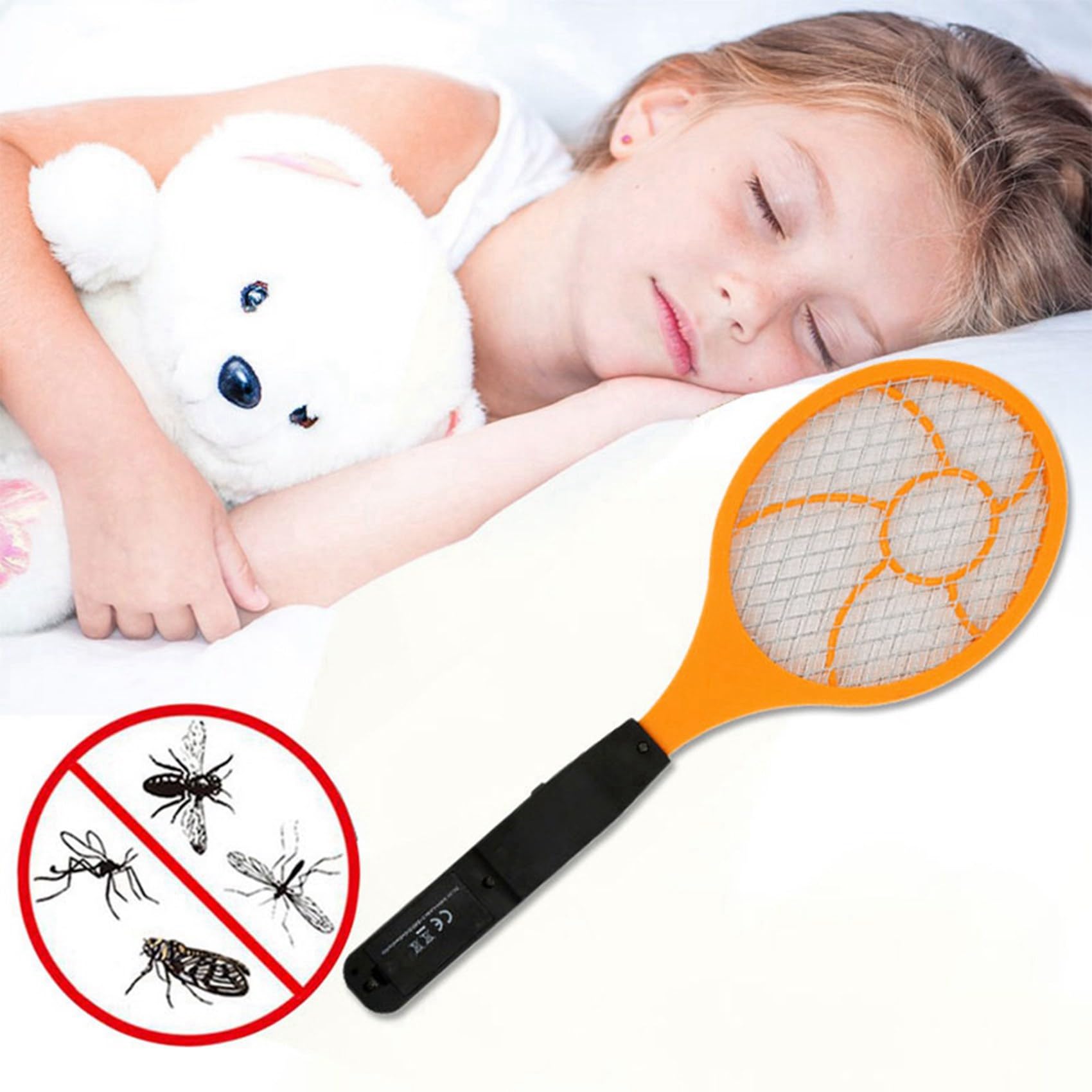 10X LED Elettrico Zanzara Scacciamosche Scacciamosche Racchetta da Tennis Elettrico 44 X15.5cm Wasp Zanzara