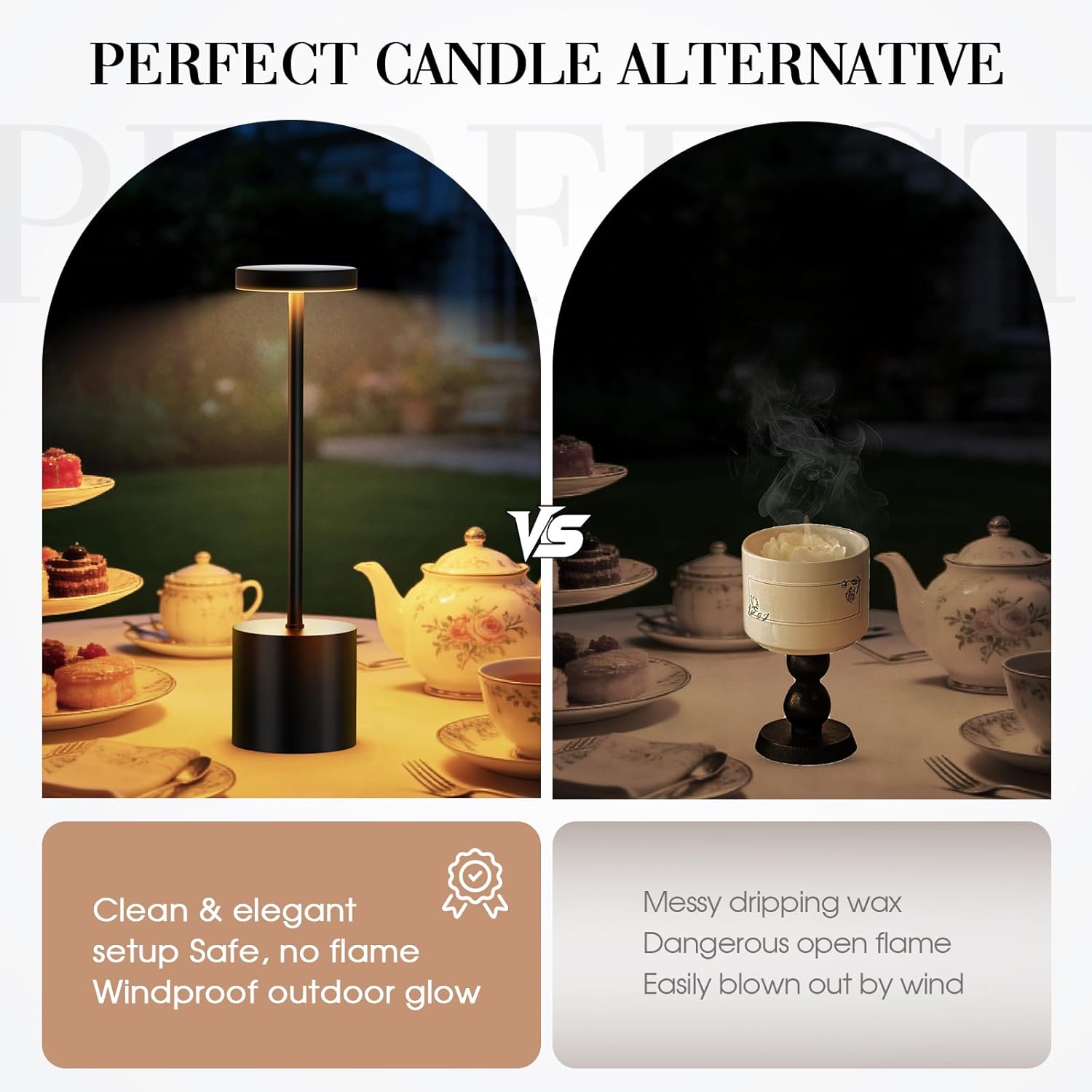 Cordless Table Lamp – 2 Pack Rechargeable Table Lamps, 5000mAh Battery Operated Lamp with 3-Color Dimmable Light, Outdoor Table Lamp for Bedroom, Restaurant, Patio, Home Décor (Black)