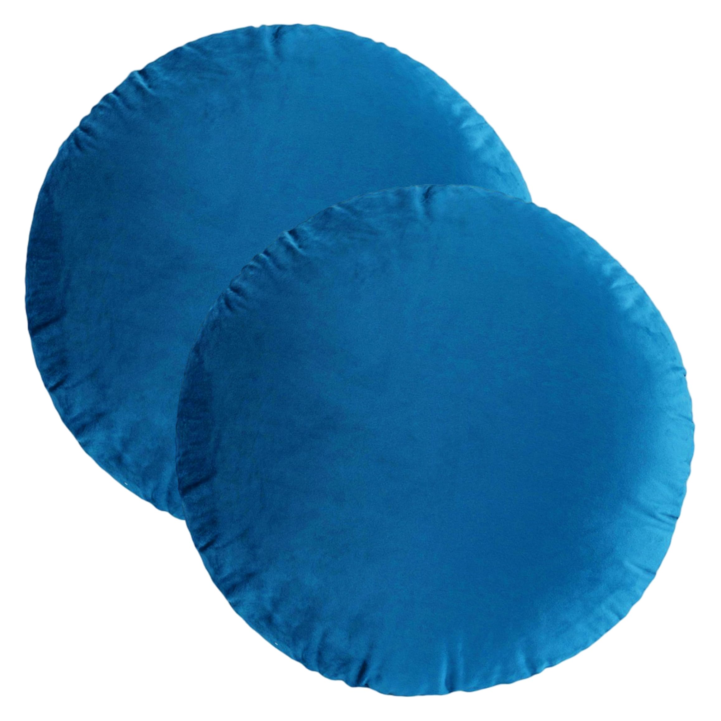 Syglawnd 2 Pack Round Pillow Covers, Soft Velvet Throw Pillow Cases, Decorative Farmhouse Boho Cushion Covers For Home Decor, 18x18 Inch, Royal Blue, Round Cover
