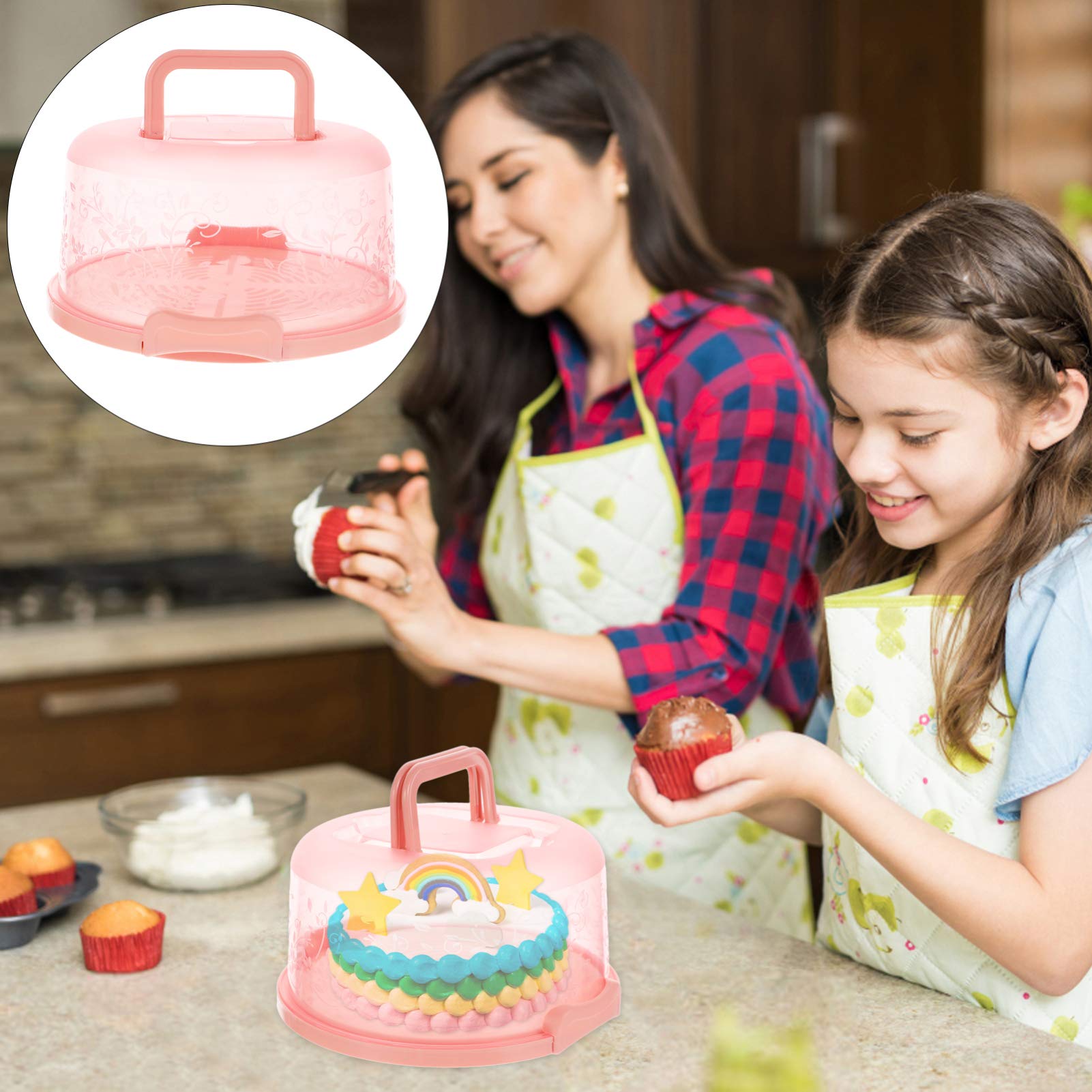 Lifewit Taart Drager Met Deksel en Handvat - Tweezijdige Cupcake Houder Voor 10 Taart of 9 Standaard Cupcakes - Plastic Rond Transport Container Stand Voor Koekjes, Groen
