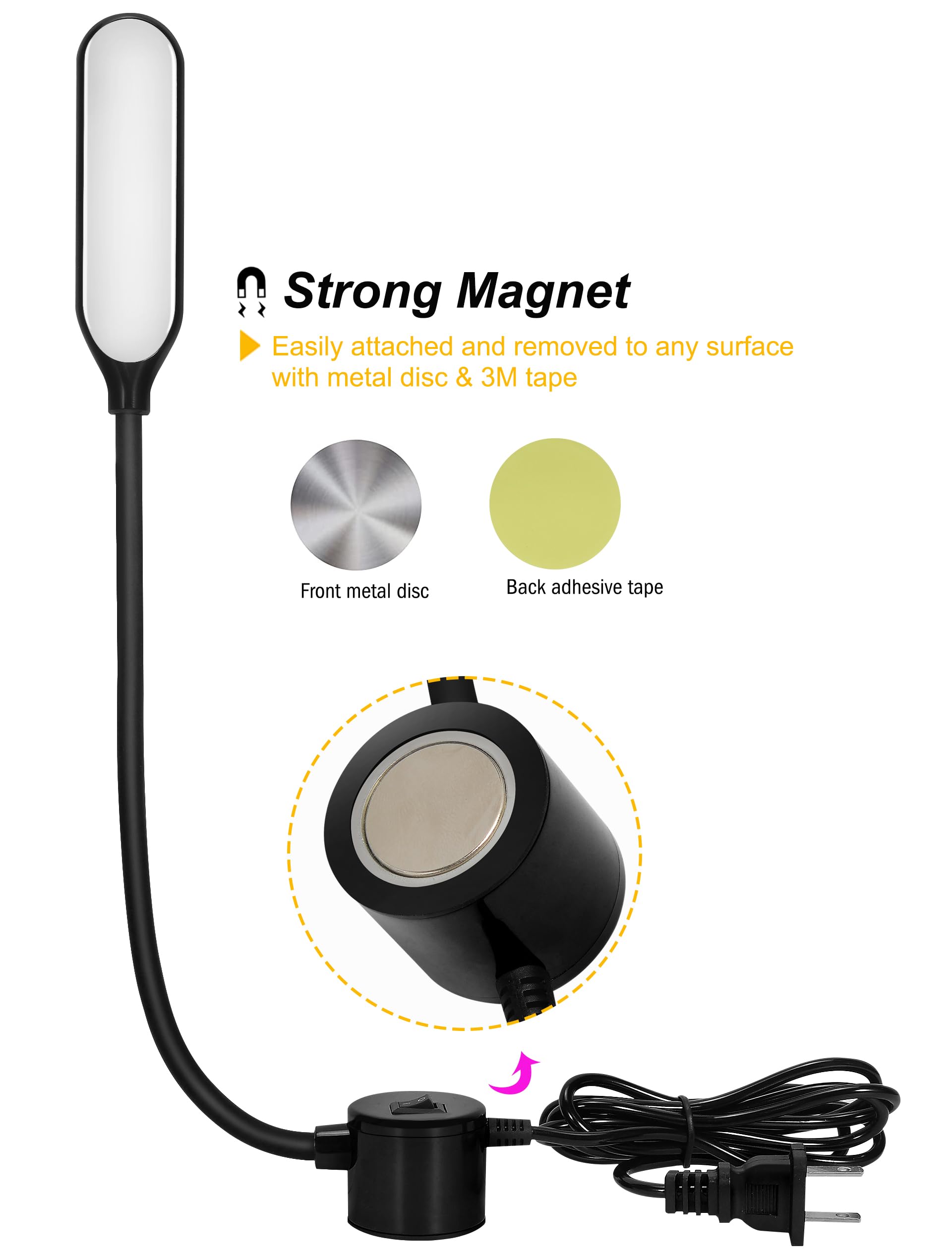 Sewing Machine Light LED Flexible Gooseneck Work Lamp with Magnetic Mount Base for Workbench Lathe Drill Press — Amazon image 4