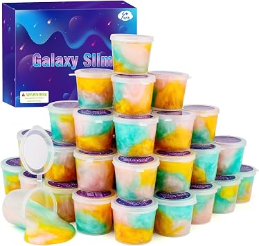 28 Pack Galaxy Slime Kit, Soft Fluffy Non-Sticky Stretchy Putty Slime Toy, Stress Relief Sensory Toys for Kids, Perfect for Birthday Gifts, Easter Party Favours, Goodie Bag Fillers & Holiday Stuffers