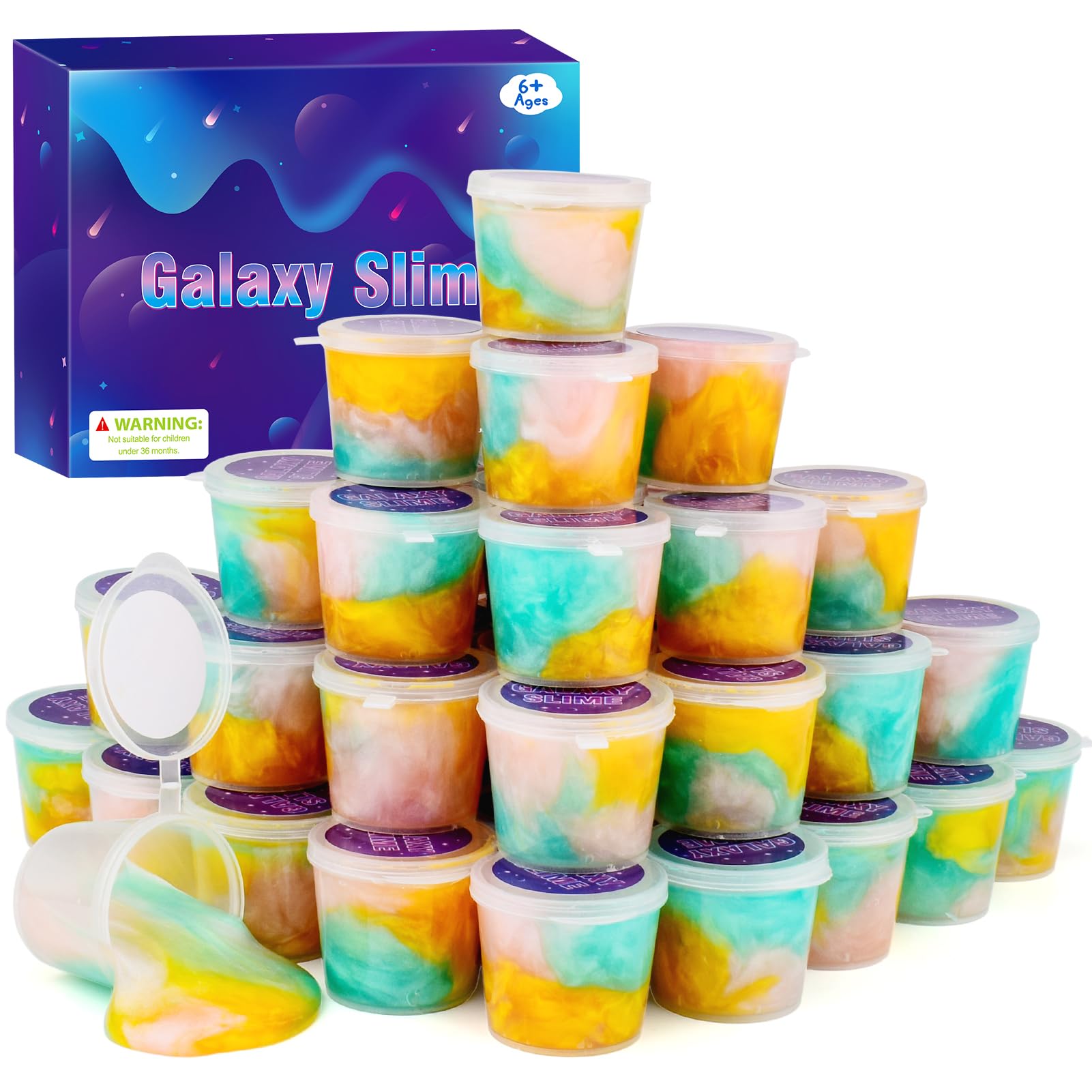 Galaxy Slime Kit 28 Pack, Fluffy Mini Slime Easter Party Favor Goodie Bag Stuffers for Kids, Smooth, Soft and Non Sticky, Stress & Anxiety Relief Slime Pack Toy for Girls Boys