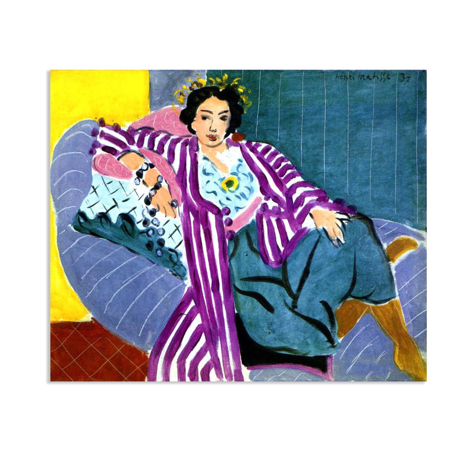 Henri Matisse Painting Reproduction Small Odalisque in a Purple Robe Henri Matisse abstract art canvas wall reproductions classic poster for living room Bathroom Office 105x80cm(41x31in)poster