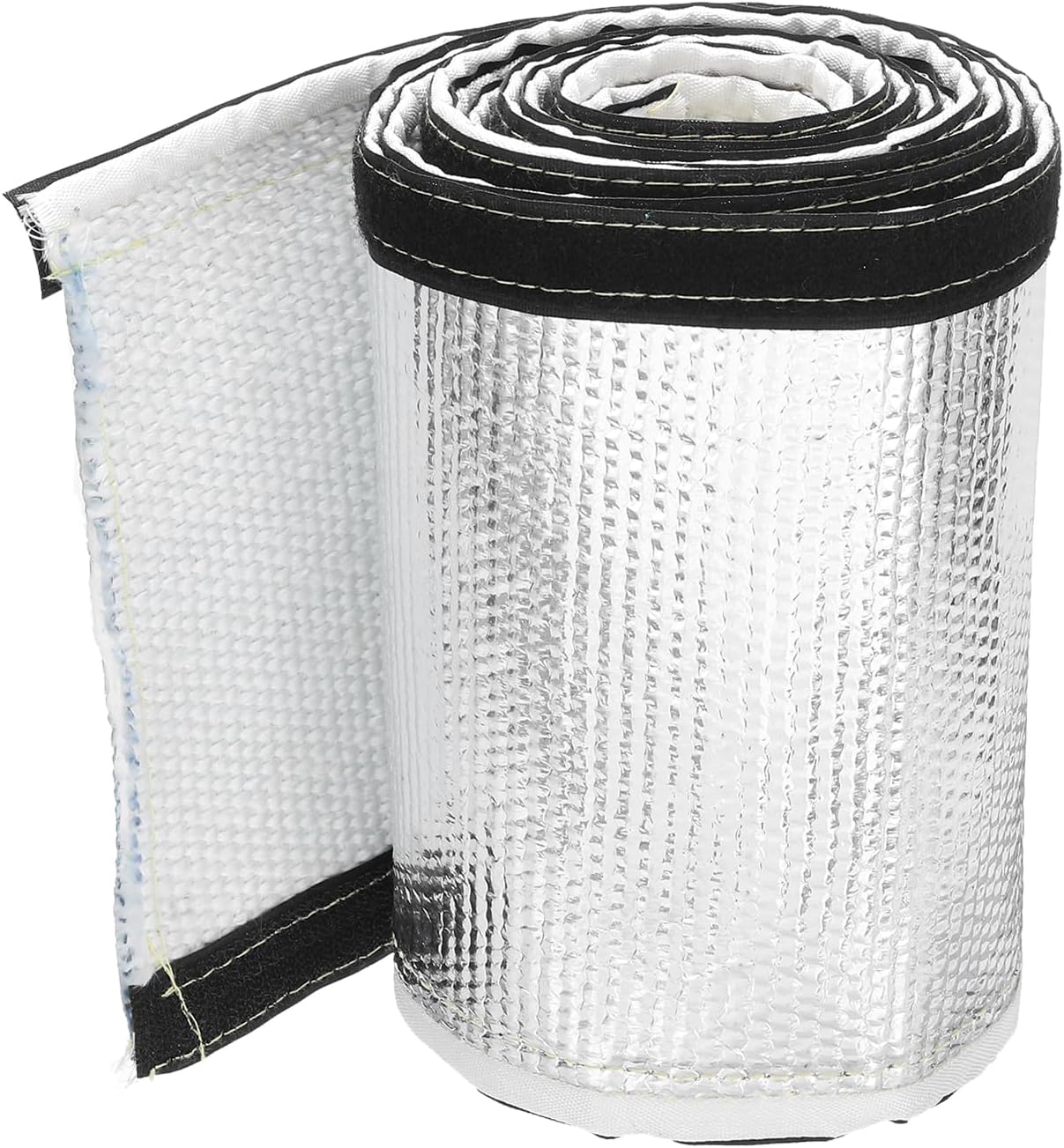 MECCANIXITY 3mm Heat Shroud Aluminized Sleeving 2" ID x 10FT Aluminum Metallic Fiberglass Heat Shroud for Fuel Lines Cables Electrical Wiring